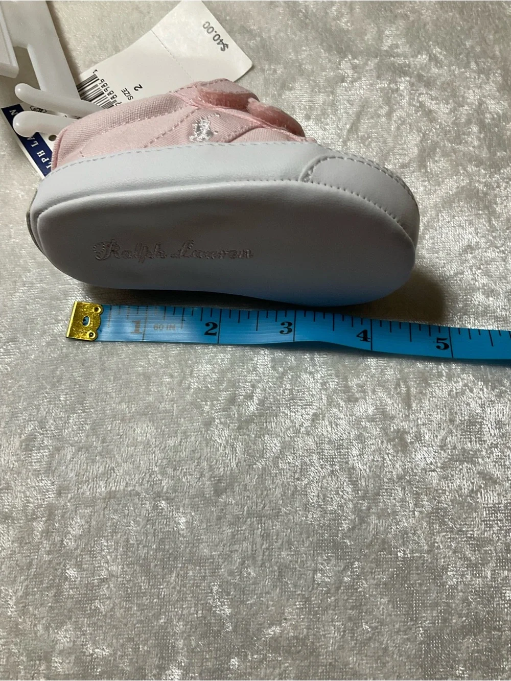 Ralph Lauren Pale Pink Canvas Toddler Sneakers with Double Velcro